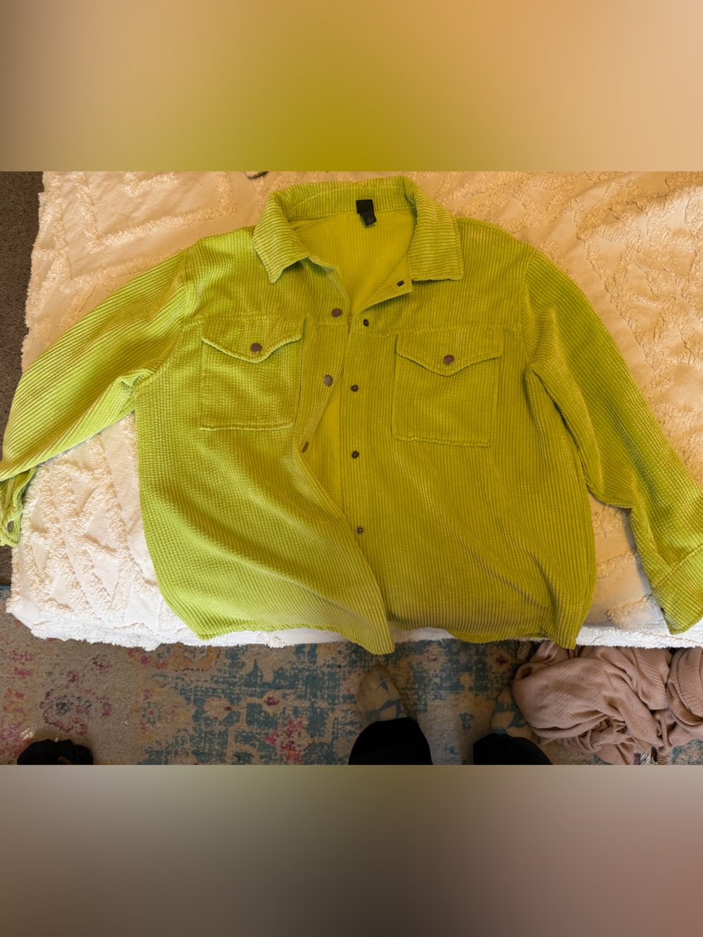 wild fable Neon Lime Corduroy Shacket brat